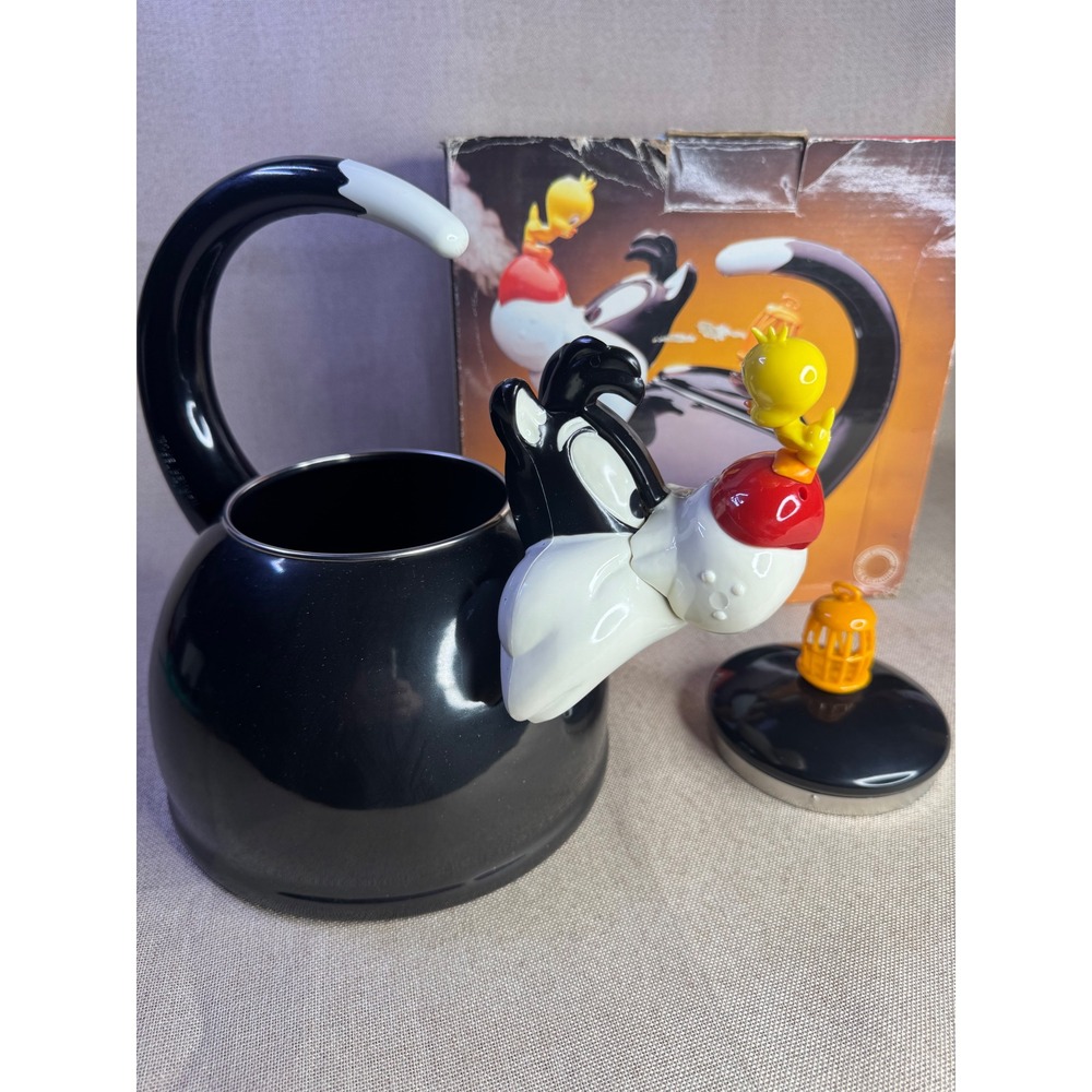 VTG 1994 Kamenstein Looney Tunes Sylvester Tweety Whistling Tea Kettle in Box 3L